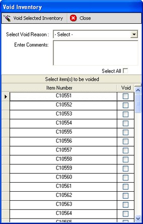 Void Inventory dialog